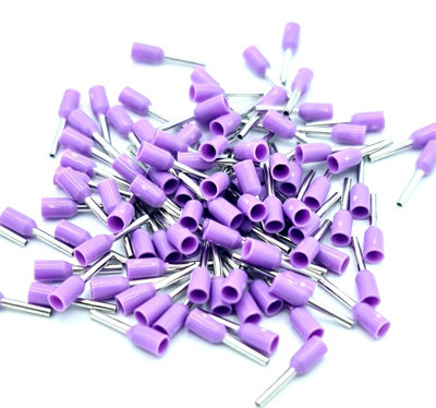 PEPTE 100pcs 0.25mm Insulated Violet Single Cord End Terminal Crimp Bootlace Ferrules