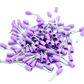 PEPTE 100pcs 0.25mm Insulated Violet Single Cord End Terminal Crimp Bootlace Ferrules