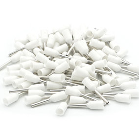 PEPTE 100pcs 0.5mm Insulated White Single Cord End Terminal Crimp Bootlace Ferrules