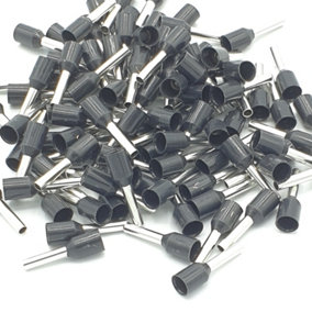 PEPTE 100pcs 1.5mm Insulated Black Single Cord End Terminal Crimp Bootlace Ferrules