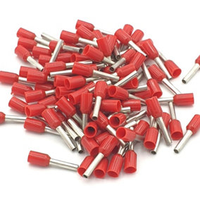 PEPTE 100pcs 1mm Insulated Red Single Cord End Terminal Crimp Bootlace Ferrules