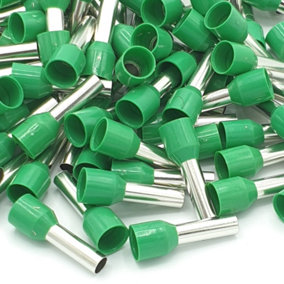 PEPTE 100pcs 6mm Insulated Green Single Cord End Terminal Crimp Bootlace Ferrules