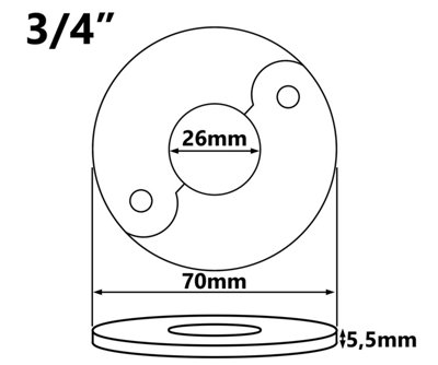 PEPTE 26mm (3/4") Split Two-Piece Collar Chrome Plated Steel Valve Hole Cover Tap Rose