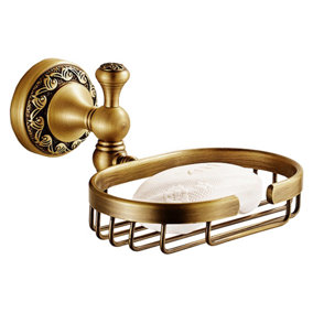 PEPTE Antique Brass Bathroom Soap Basket Dish Shower Shampoo Tray Wall Mounted