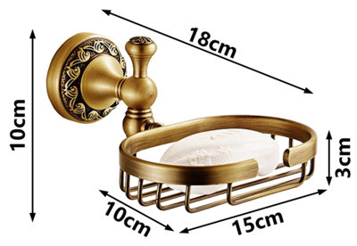 PEPTE Antique Brass Bathroom Soap Basket Dish Shower Shampoo Tray Wall Mounted