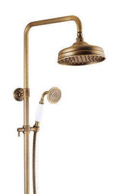 PEPTE Antique Brass Retro Brushed Bath Shower Mixer Tap Panel Wall ...