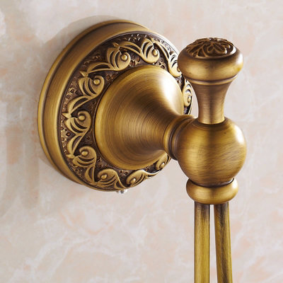 PEPTE Bathroom Door Double Towel Coat Hangers Dressing-Gown Hooks Antique Brass - 3