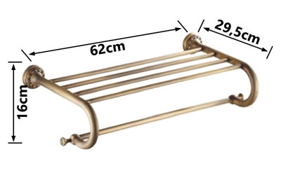 PEPTE Bathroom Multi Towel Shelf Rail Rack Hanger Wall Mounted Antique Brass - 3