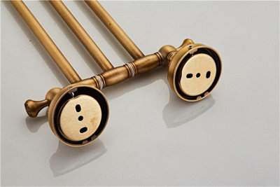 PEPTE Bathroom Rotatable Towel Holder Triple Bar Rail 3-Tier Hanger Antique Brass