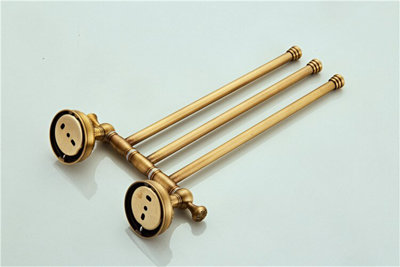 PEPTE Bathroom Rotatable Towel Holder Triple Bar Rail 3-Tier Hanger Antique Brass - 7