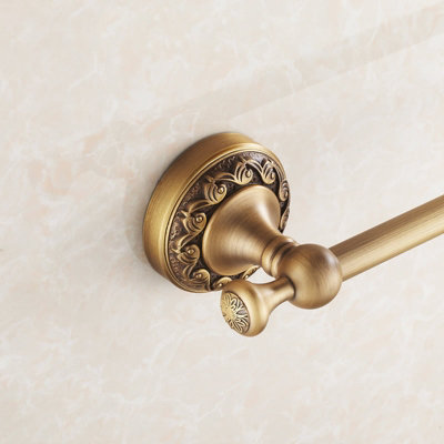 PEPTE Bathroom Single Towel Bar 60cm Rail Hanger Wall Mounted Rack Antique Brass