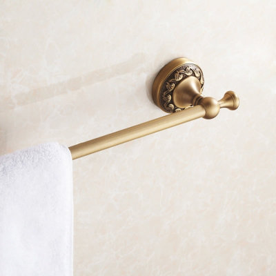 PEPTE Bathroom Single Towel Bar 60cm Rail Hanger Wall Mounted Rack Antique Brass - 3
