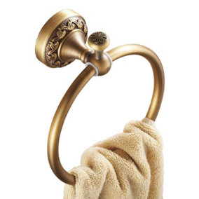 PEPTE Bathroom Toilet Round Towel Ring Dressing-Gown Wall Mounted Hanger Antique Brass