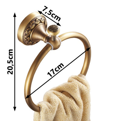 PEPTE Bathroom Toilet Round Towel Ring Dressing-Gown Wall Mounted Hanger Antique Brass