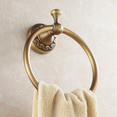 PEPTE Bathroom Toilet Round Towel Ring Dressing-Gown Wall Mounted Hanger Antique Brass - 3
