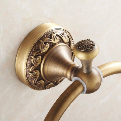 PEPTE Bathroom Toilet Round Towel Ring Dressing-Gown Wall Mounted Hanger Antique Brass - 4