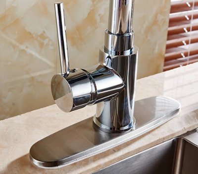 PEPTE Brushed Nickel Long Ellipse Deck Hole Cover Plate Bathroom Kitchen Sink Faucet - 3