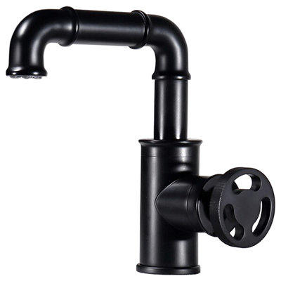 PEPTE Industrial Style Black Basin Bathroom Sink Mixer Tap Deck Mounted