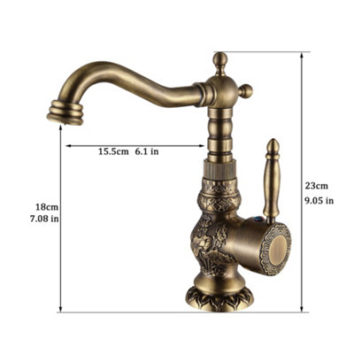 PEPTE Kitchen Bathroom Faucet Mixer Tap Deck Mounted Single Handle Antique Brass
