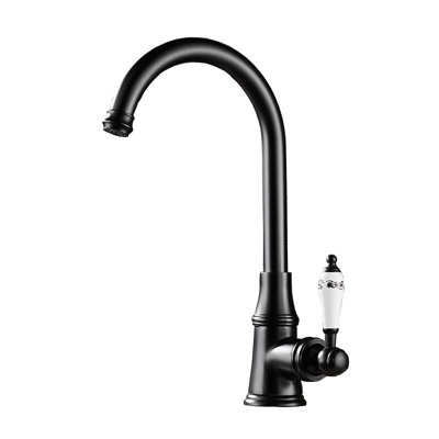 PEPTE Retro Black Kitchen Sink Mixer Tap Single Handle Swivel