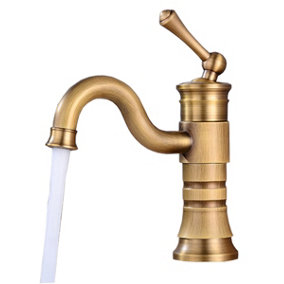 PEPTE Short Retro Antique Brass Basin Sink Tap Faucet Single Lever