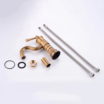 PEPTE Tall Retro Antique Brass Basin Sink Tap Faucet Single Lever - 4