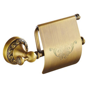 PEPTE Toilet Elegant Roll Holder with Flap Paper Rack Wall Mounted Antique Brass