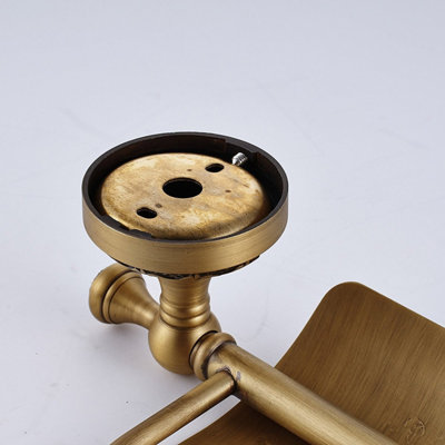PEPTE Toilet Elegant Roll Holder with Flap Paper Rack Wall Mounted Antique Brass