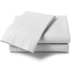 Percale 180 Thread Count 4' Bed Fitted Sheet White