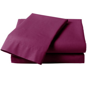 Percale 180 Thread Count Double Bed Fitted Sheet Aubergine