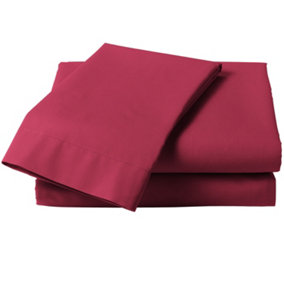 Percale 180 Thread Count Double Bed Fitted Sheet Berry