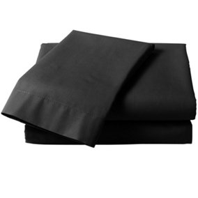 Percale 180 Thread Count Double Bed Fitted Sheet Black
