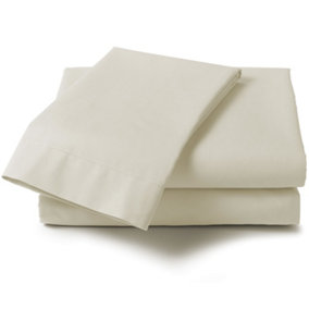 Percale 180 Thread Count Double Bed Fitted Sheet Ivory