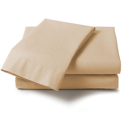 Percale 180 Thread Count Double Bed Fitted Sheet Natural