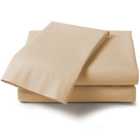 Percale 180 Thread Count Double Bed Fitted Sheet Natural