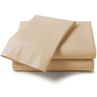 Percale 180 Thread Count King Bed Fitted Sheet Natural