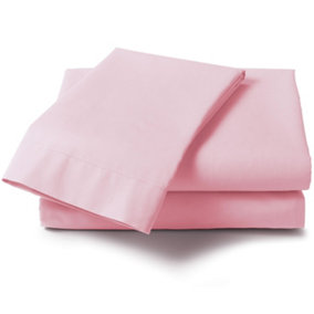 Percale 180 Thread Count King Bed Fitted Sheet Pink