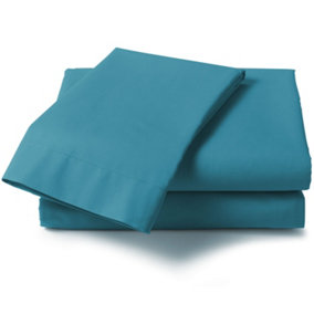 Percale 180 Thread Count King Bed Fitted Sheet Teal