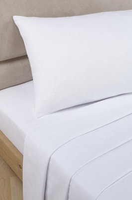 Percale 180 Thread Count White Single Fitted Valance Bed Sheet DIY at B&Q