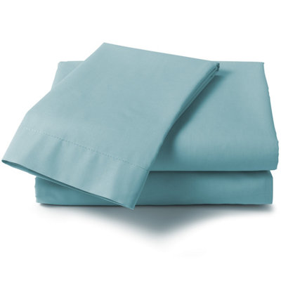 Percale Aqua Pack of Two Envelope End 180 Thread Count Pillowcases