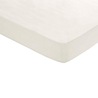 Percale Fitted Sheet Pastel Ivory (King)