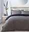 Percale Plain Dyed Grey/Black King Duvet Cover and Pillowcases