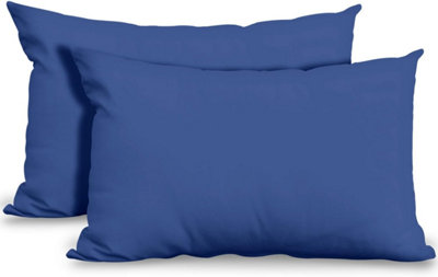 Percale Plain Pillowcase Blue, Pair