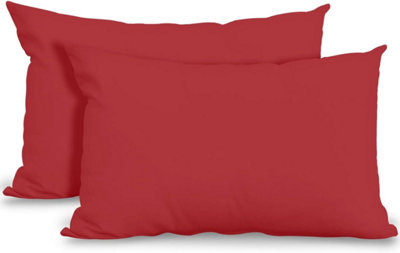 Percale Plain Pillowcase Red, Pair