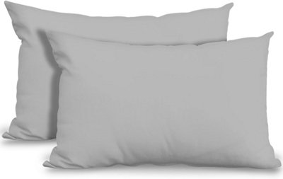 Percale Plain Pillowcase Silver, Pair