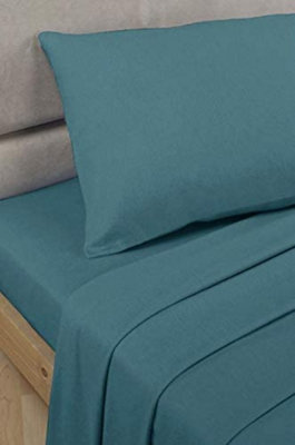 Percale Teal Single Flat Sheet