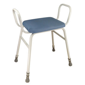 Perching Stool with Arms - 500 650mm Adjustable Height - Padded Wipe Clean Seat