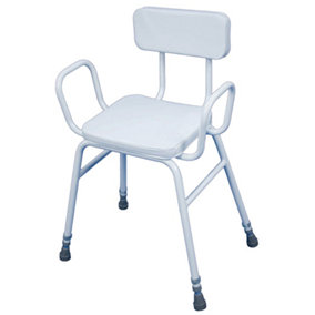 Perching Stool with Arms - 790 945mm Height Padded Easy Clean Seat and Backrest