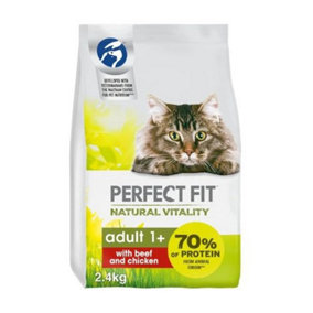 Perfect Fit Natural Vitality Adult Dry Cat Food Beef & Chicken 2.4kg (Pack of 3)
