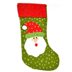 Perfect for Christmas decoratons.Medium size 7.5in X 19in.Traditional Christmas Santa Stocking